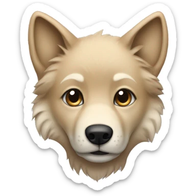 a light brown puppy-like wolf with black hair on its ears sticker
