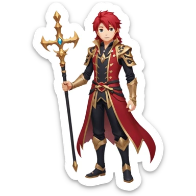 Diluc from Genshin Impact (full body) (tall adult male) (long hair) sticker