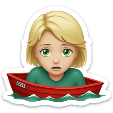 sad depressed weak cs major who is a pretty girl with blond hair and green eyes drowning on ship, very pretty very sad and weak. Near death almost dead drowning. sticker