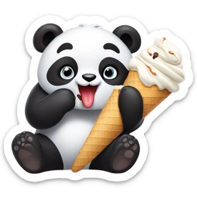 Panda eating ice cream sticker