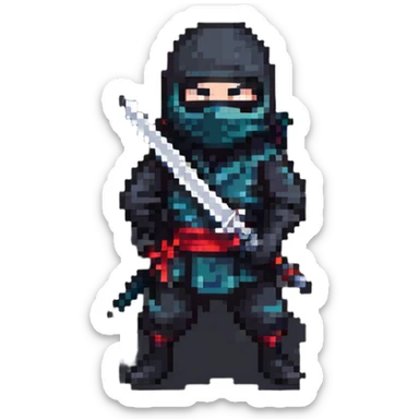 masked ninja with sword sticker