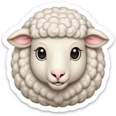 Cinematic Noble Sheep Portrait Emoji, Poised and regal, with a large, sturdy build and a luxuriously fluffy, well-groomed white fleece, deep-set soulful gentle eyes, Simplified yet sharp and sophisticated features, highly detailed, glowing with a soft, dignified glow, high shine, intelligent and calm, stylized with an air of pastoral majesty, focused and attentive, soft glowing outline, capturing the essence of a watchful and confident sheep, so majestic it feels as though it could amble out of the screen with effortless authority! sticker