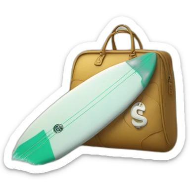 Bag of money on a surfboard sticker