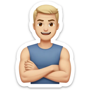 arms crossed around neck angry laughing guy sticker