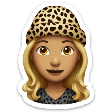 girl with leopard print hat sticker