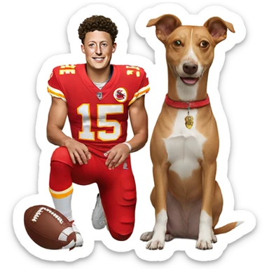 Patrick Mahomes with a dog sticker