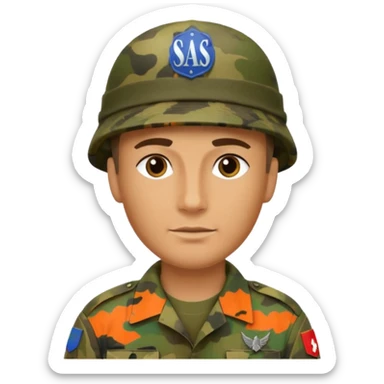 S.A.S mit salotiertem Soldaten in Tarnfarbe und den SAS Buchstaben auf der Mütze sticker