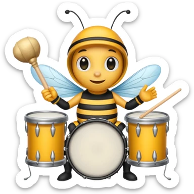 drum player bee sticker