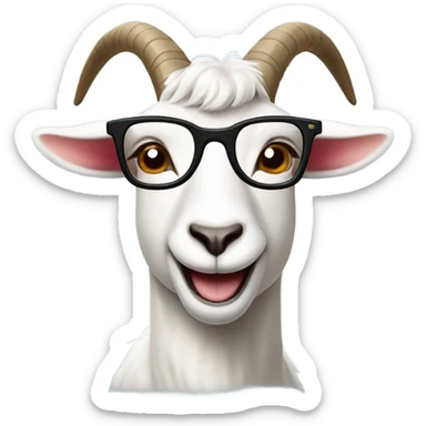 Happy male goat with glasses sticker