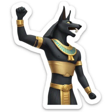 Ancient egyptian god Anubis cheering sticker