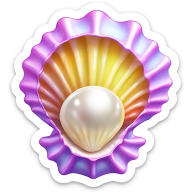 Lisa Frank sparkle open sea shell with pearl  sticker