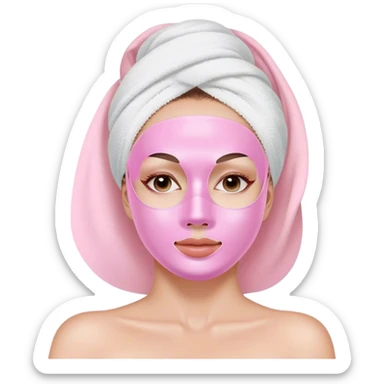 Lady with pastel pink face mask spa beauty full face relaxing sticker