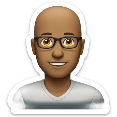 Brown man with bald hair and glasses sticker