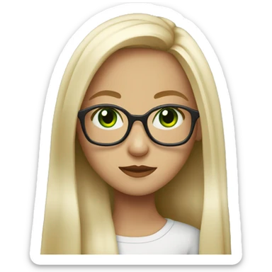 Girl with Long platin hair, green eyes and dioptric glasses sticker