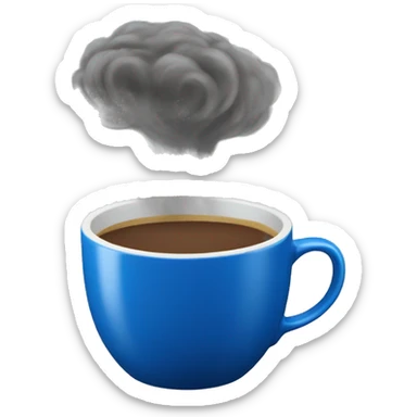 a steaming coffee in a blue ikea mug sticker