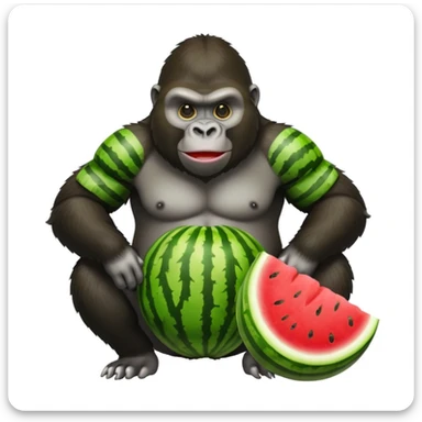 a gorrila with a watermelon body sticker