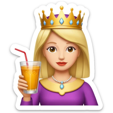 queen with drink sticker