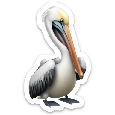 pelican open mouth to try to eat   sticker