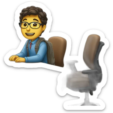 Un garçon qui travaille sur son bureau sticker