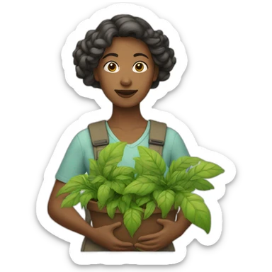femme entourée de plantes sticker