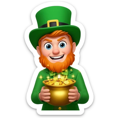 Leprechaun and pot of gold sticker