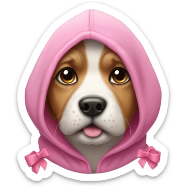 dog wearing hoodie with pink bow sticker