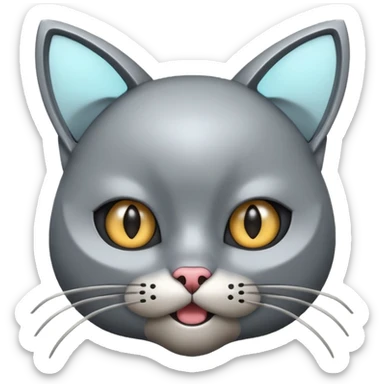 robot looking surprised with cat ears and looks funny sticker