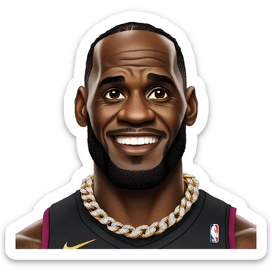 lebron james wearing a huge diamond chaib sticker