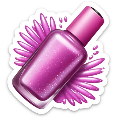Pink glitter nail polish sticker