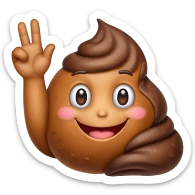 hand presenting a smiling poo emoji sticker