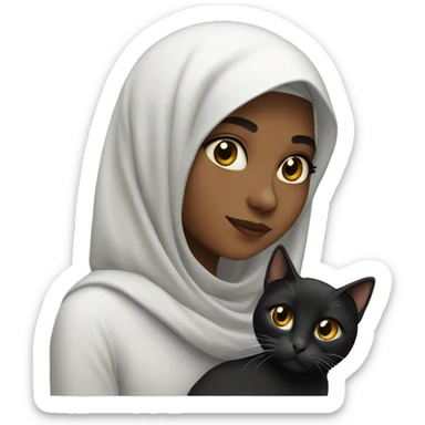Muslim girl with black cat sticker