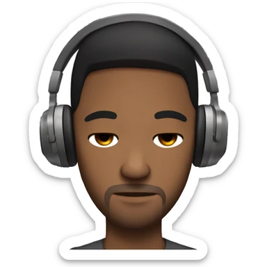 sleepy zzz brown skin man with black hair with a pair of headphones on sticker