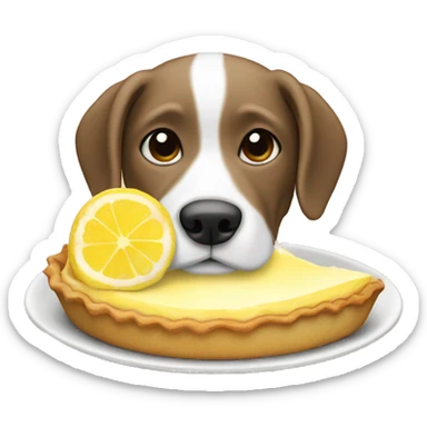 dog eating a lemon meringue pie sticker