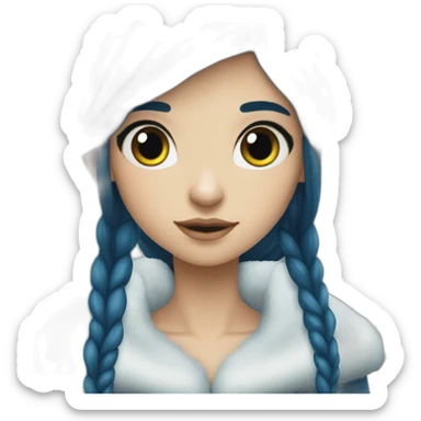 Long-dark-blue-hair-elf-girl-winter sticker