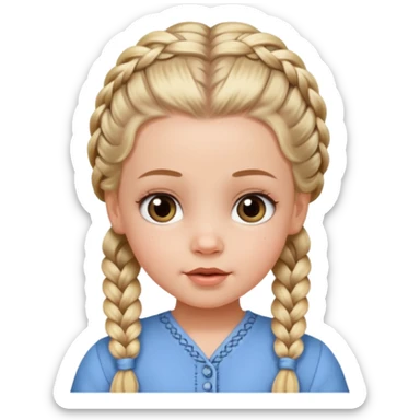 white girl with baby hair detailed full braids,  sticker