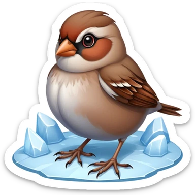 sparrow on the Frozen ground sticker