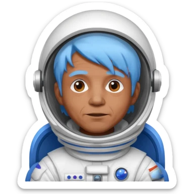 old man, brown skin astronaut with blue hair sticker