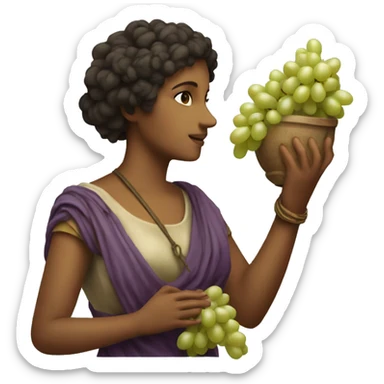 Sappho holds a bunch of grapes in her hand sticker