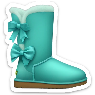 Realistic light teal ugg boots with fur and  and light teal bow. sticker
