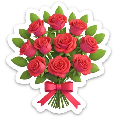 elegant bouquet of red roses with ribbon sticker