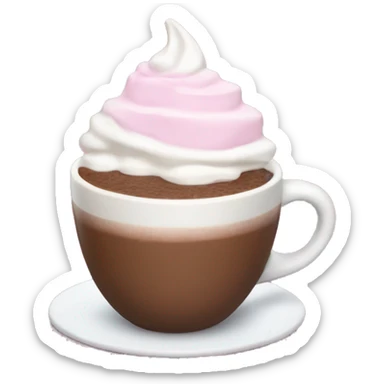 Hot chocolate with pink cup and whipped cream sticker