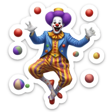 A clown juggling elephants instead of balls sticker