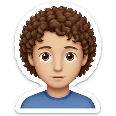 boy,  brown hair, curly hair, brown eyes,  skin, , hair edger  sticker
