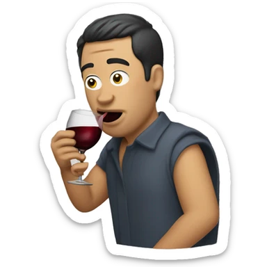 Guy drinking wine eating egg roll sticker
