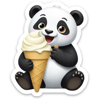 Panda eating ice cream sticker