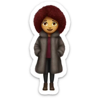Burgundy haired girl wearing full length fur coat sticker