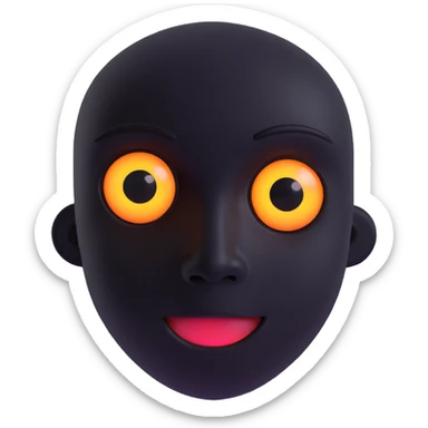 a black face with no mouth and two glowing, soul-piercing eyes, horror vibe sticker