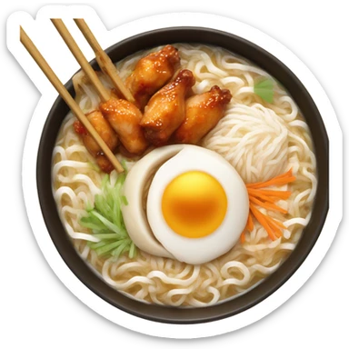 Ramen with chicken wings with rice noodles  sticker