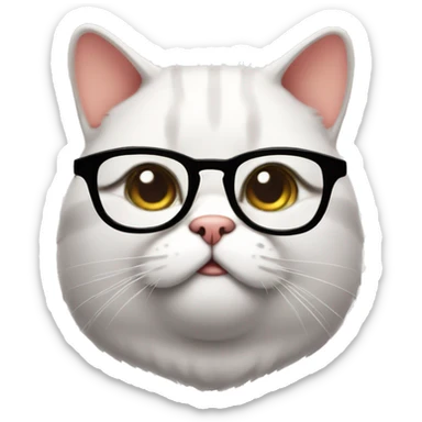 A fat ass cat with glasses sticker