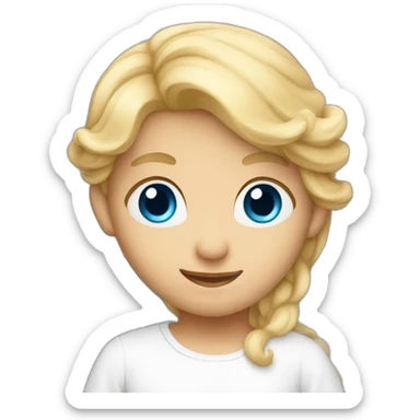 An angel that has long blonde hair abd blue eyes sticker